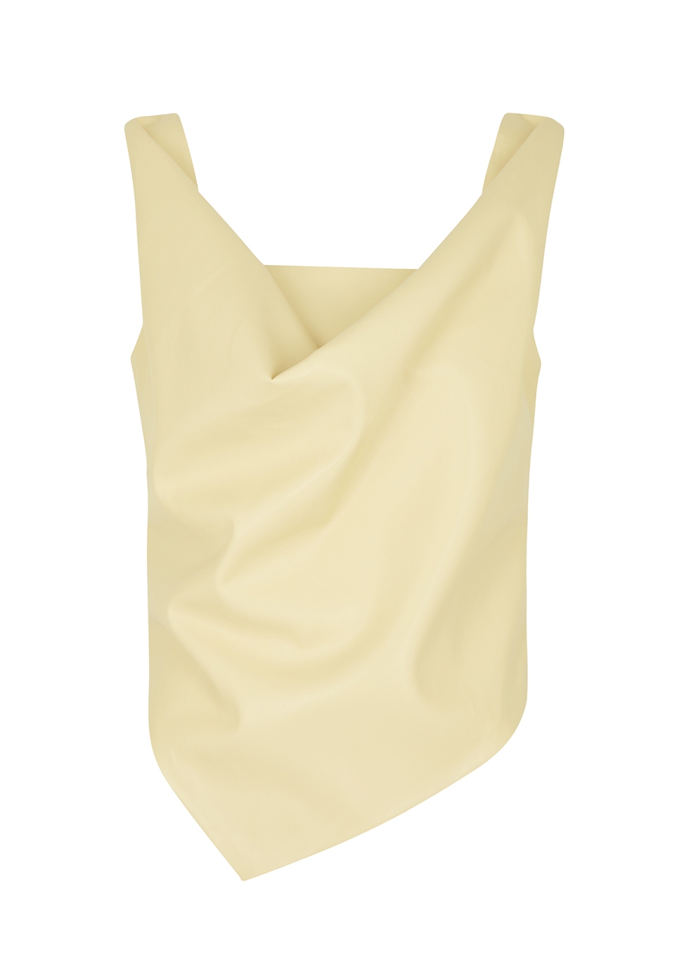 Petra yellow draped faux leather top