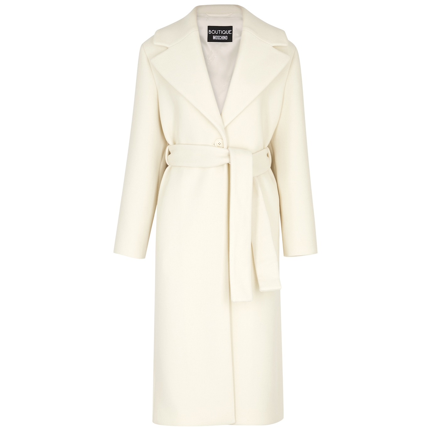 Boutique Moschino Ivory Belted Wool-blend Coat - White - 14