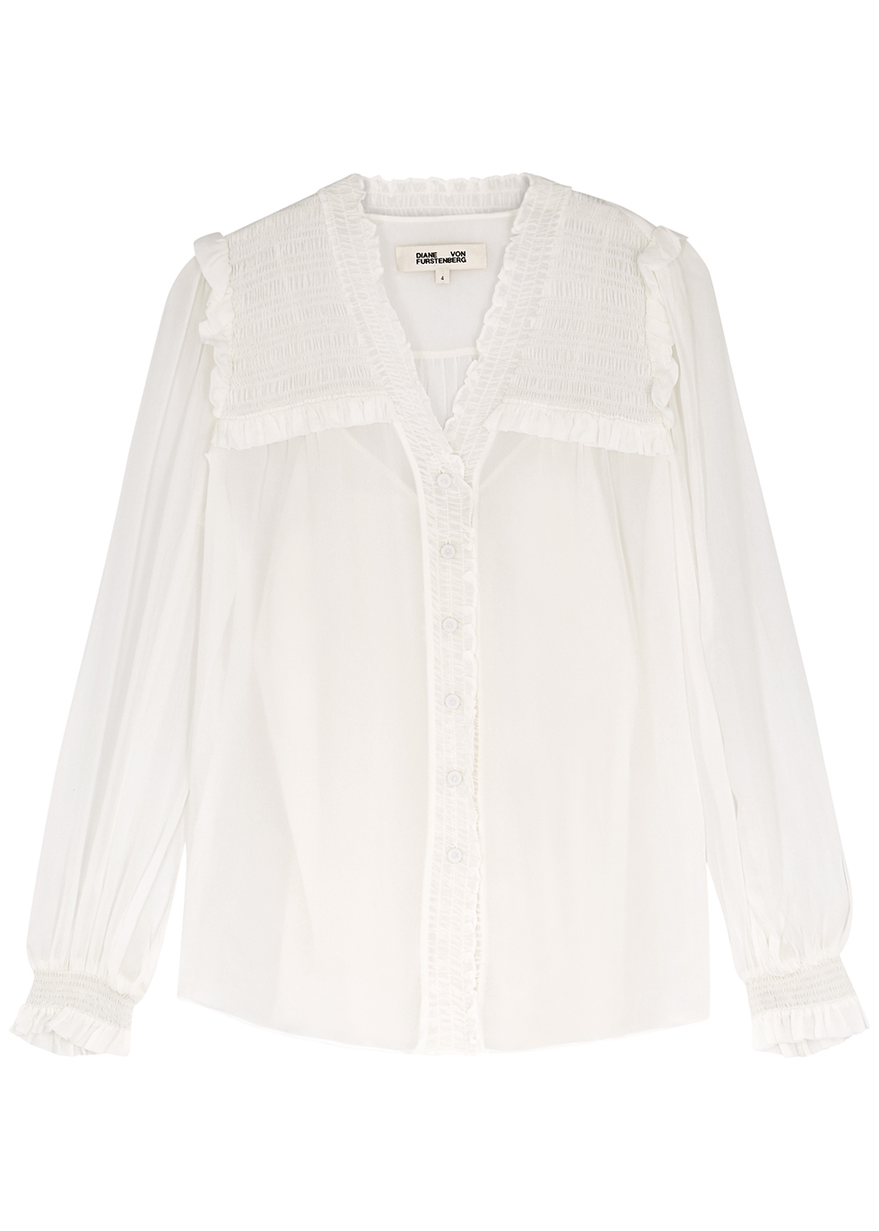Gian Carlo white ruffle-trimmed blouse
