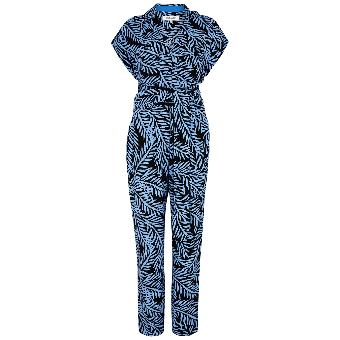 Diane Von Furstenberg Benji Printed Wrap-effect Crepe Jumpsuit - Blue - 14