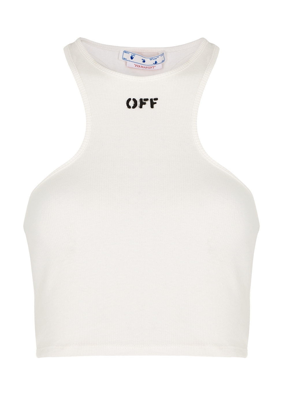 Off-White Rowing white cropped stretch-cotton tank
