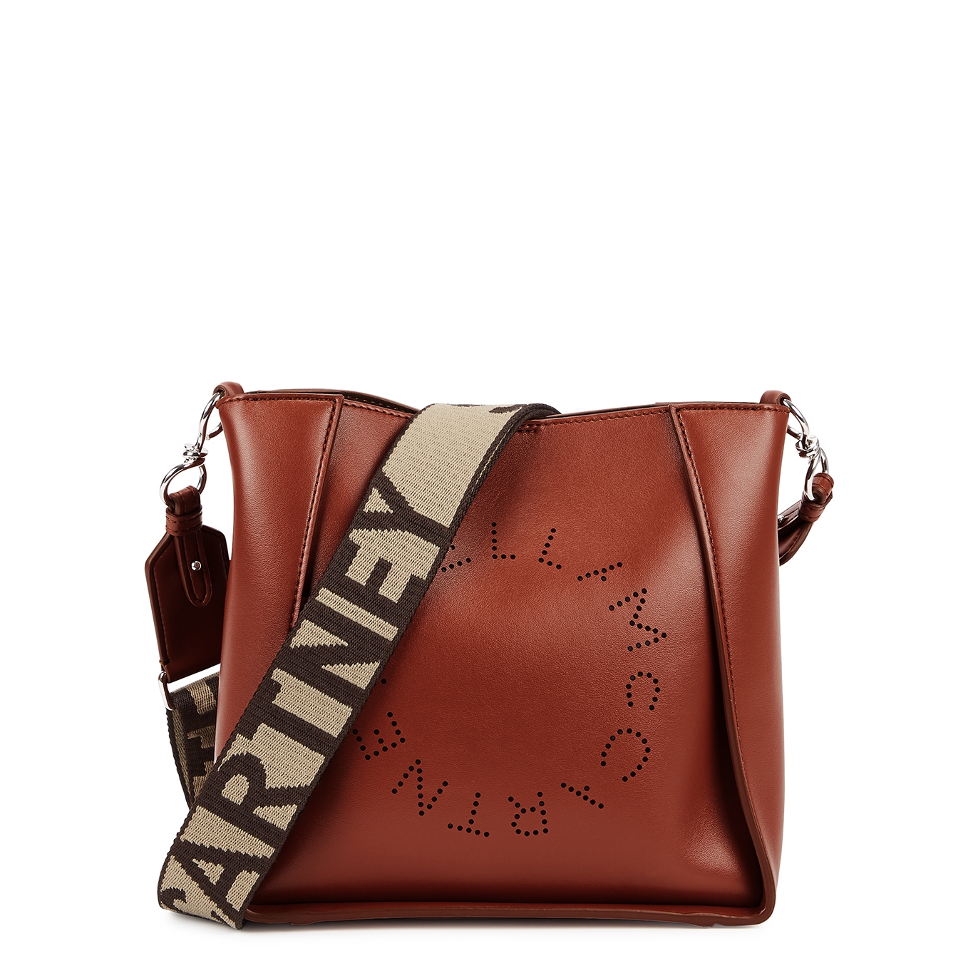 Stella McCartney Stella Logo mini brown faux leather cross-body bag ...