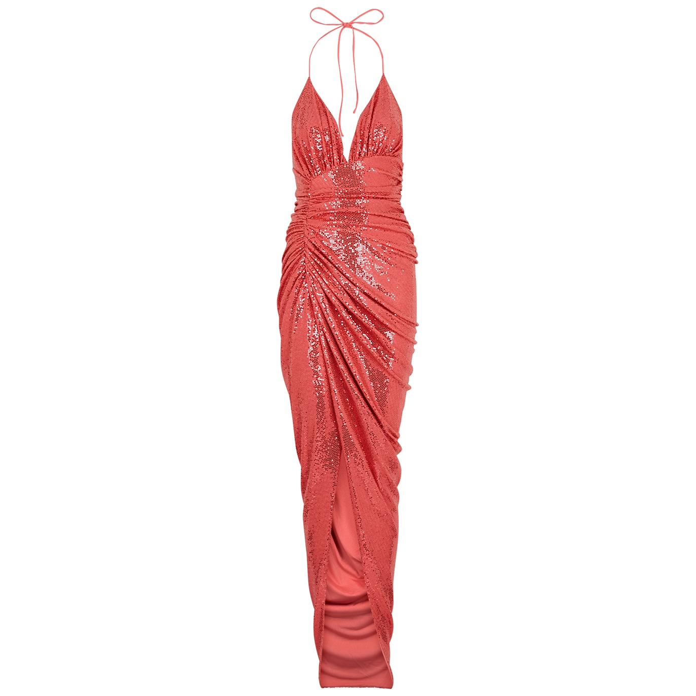 Alexandre Vauthier Pink Foil-print Ruched Halterneck Dress - 10