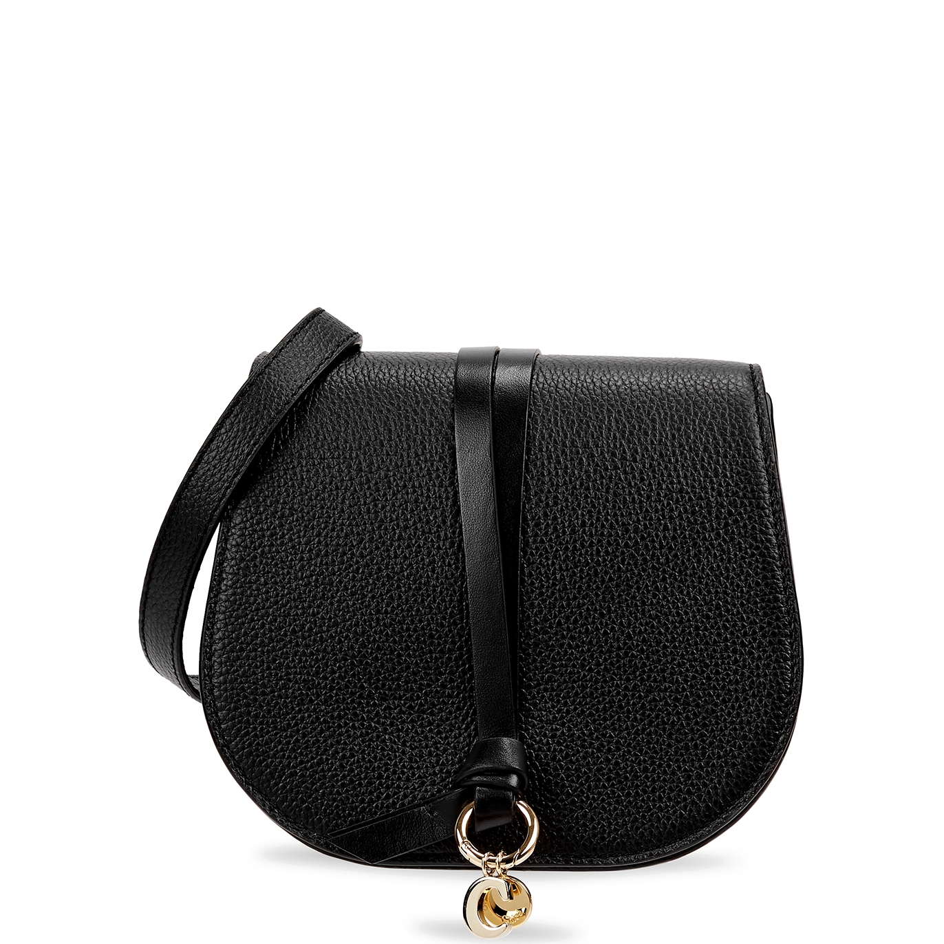 Chloé Alphabet Grained Leather Saddle Bag - Black