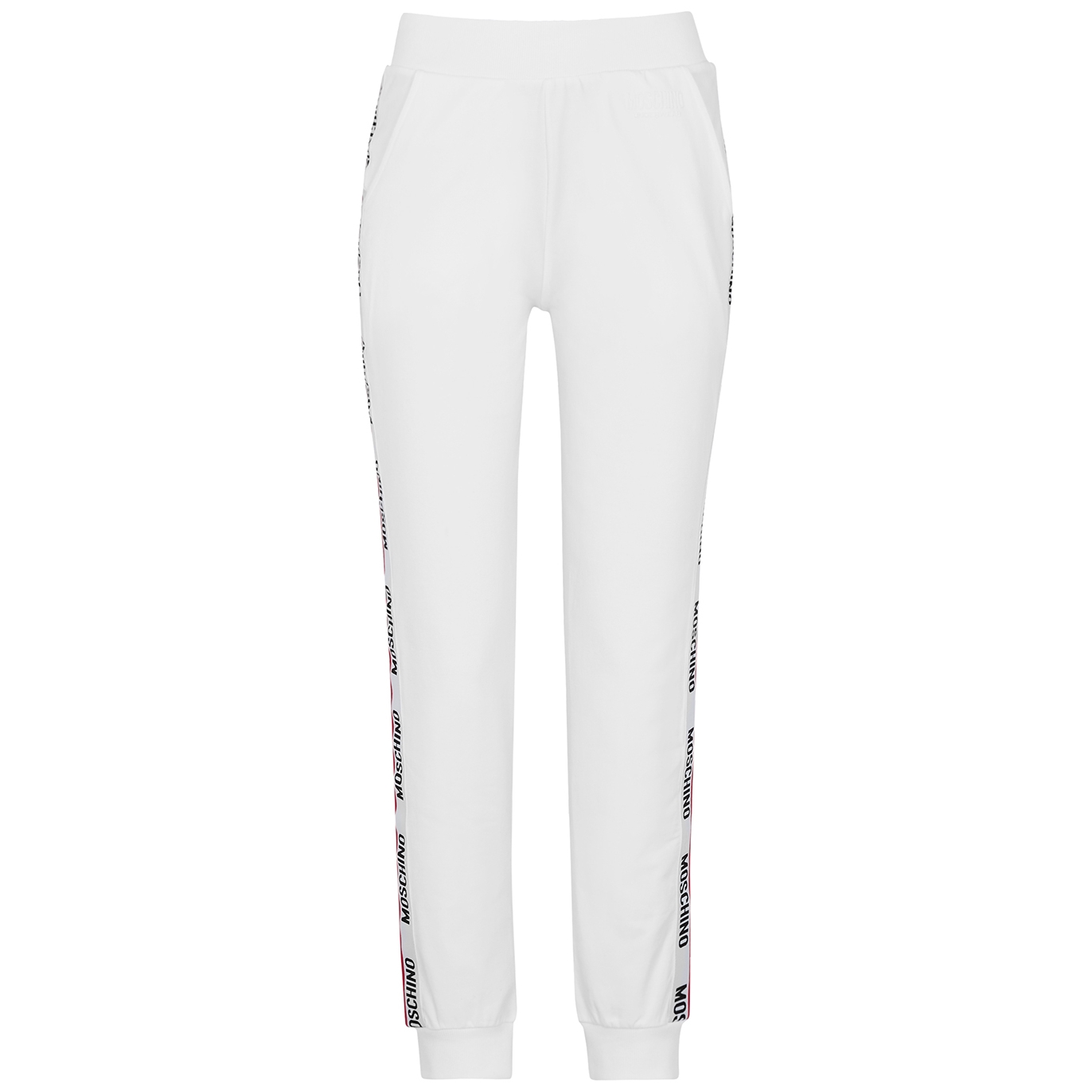 Moschino Underwear White Logo-trimmed Stretch-cotton Sweatpants - L