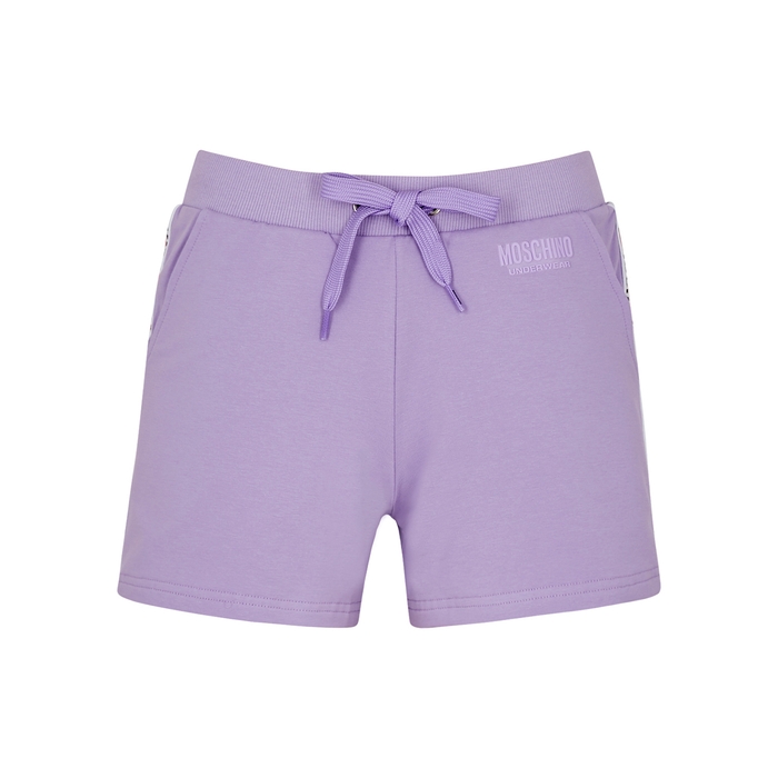 Moschino Underwear Lilac Logo-trimmed Stretch-cotton Shorts