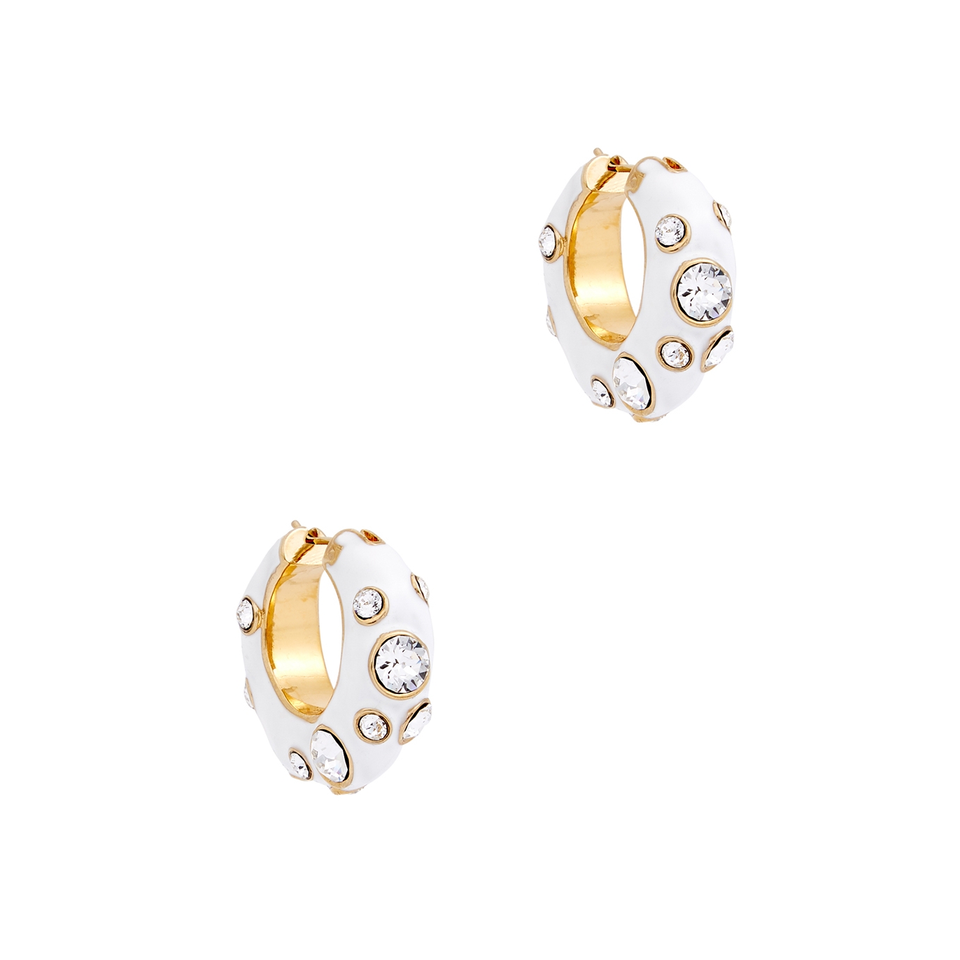 Dries Van Noten Crystal-embellished Gold-tone Hoop Earrings - White - One Size