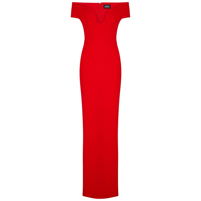 Solace London Marlowe Red Off-the-shoulder Gown