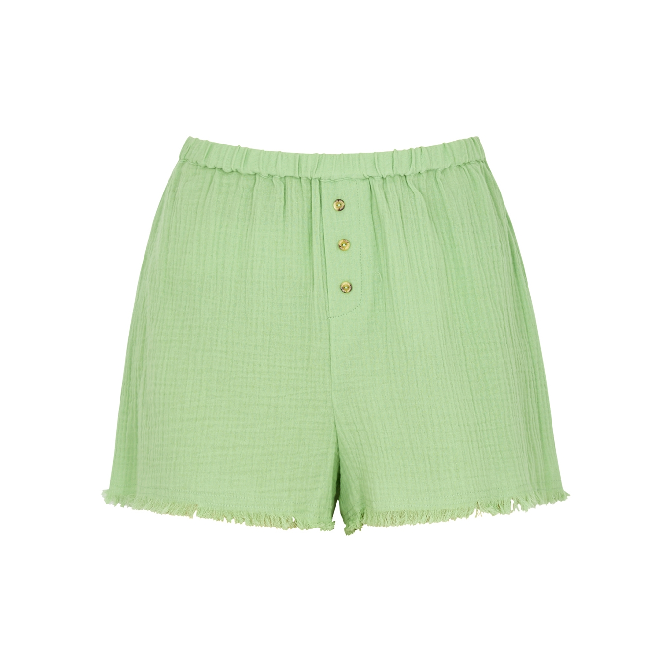 Love Stories Sunday Textured Cotton Pyjama Shorts - Bright Green - M