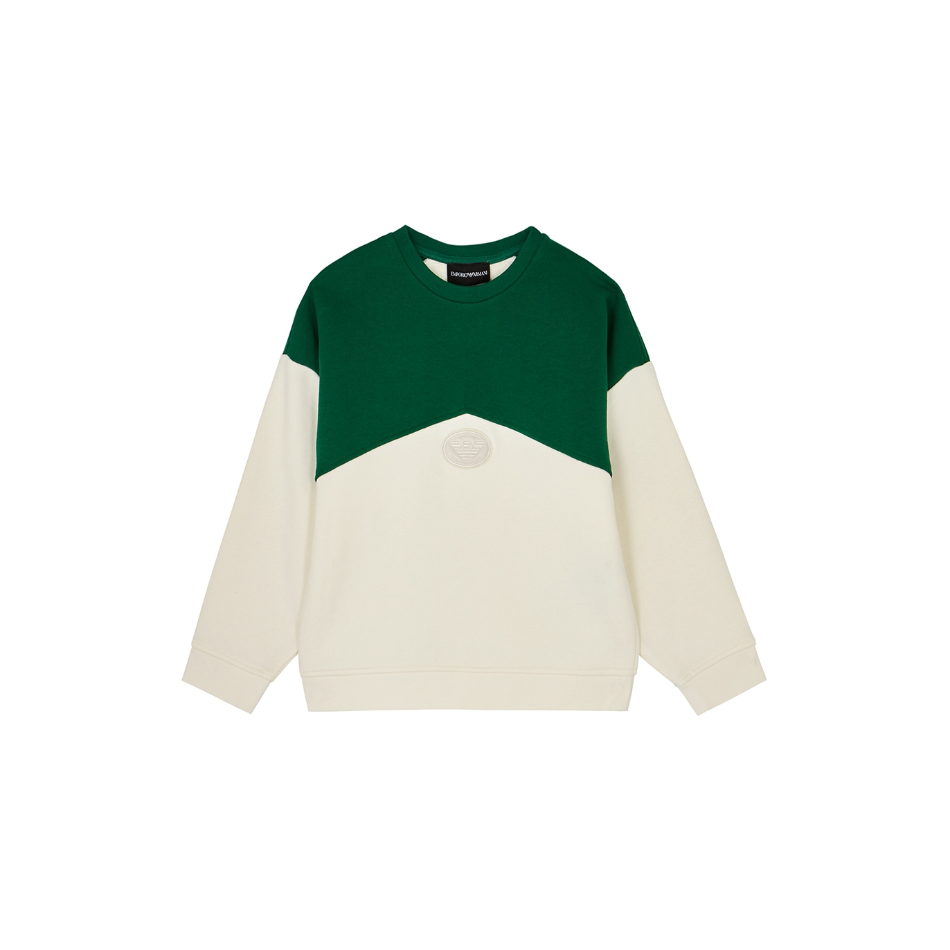 Emporio Armani Kids Green Panelled Cotton Sweatshirt