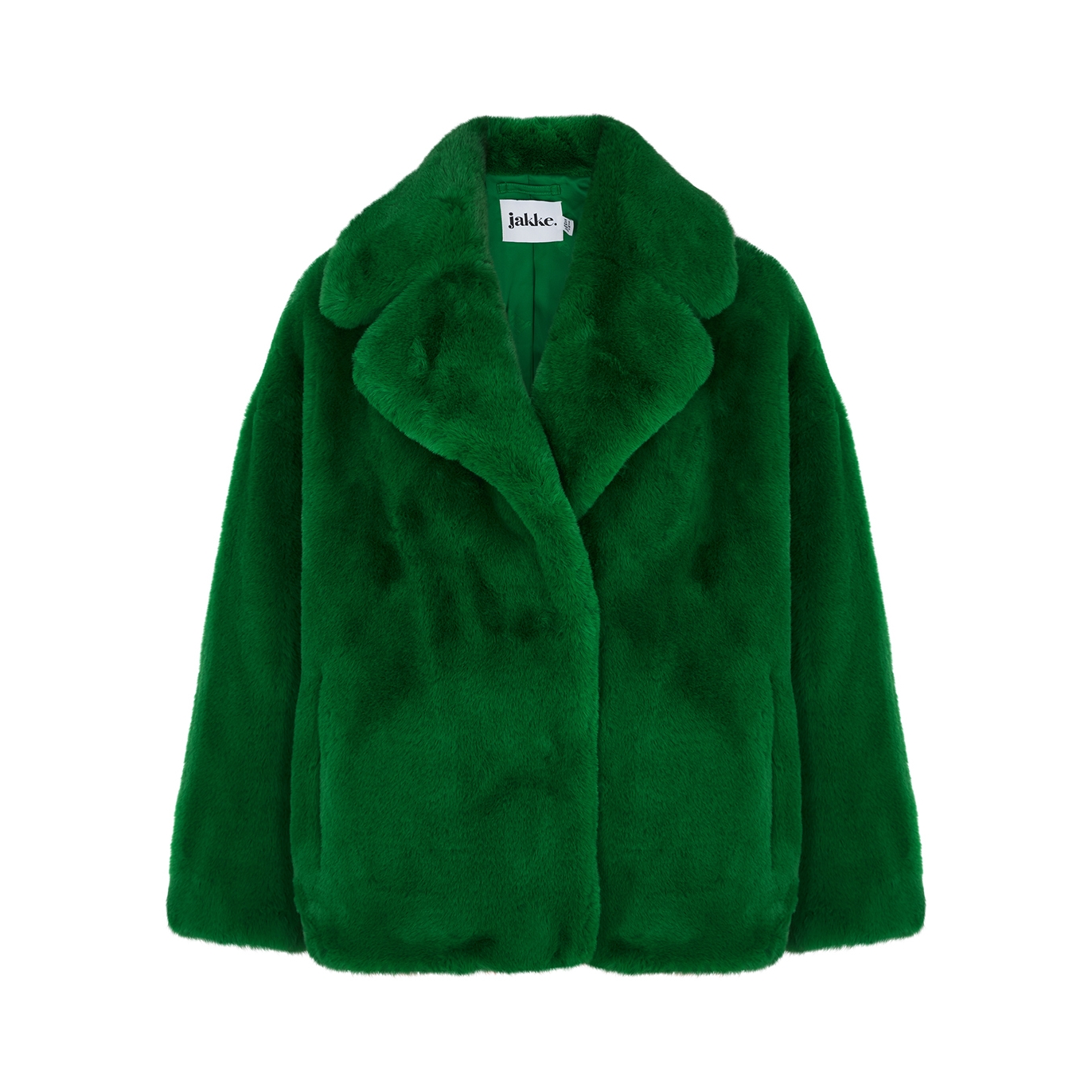 Jakke Rita Green Faux Fur Coat - S