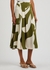 Olive printed pleated satin midi skirt - Victoria Beckham