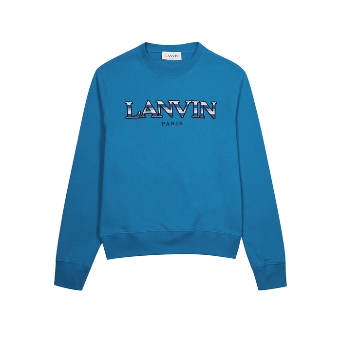 Lanvin Curb Blue Logo-appliquéd Cotton Sweatshirt