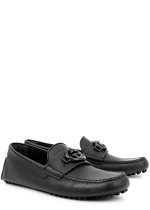 Gucci Aryton GG black leather driving shoes - Harvey Nichols