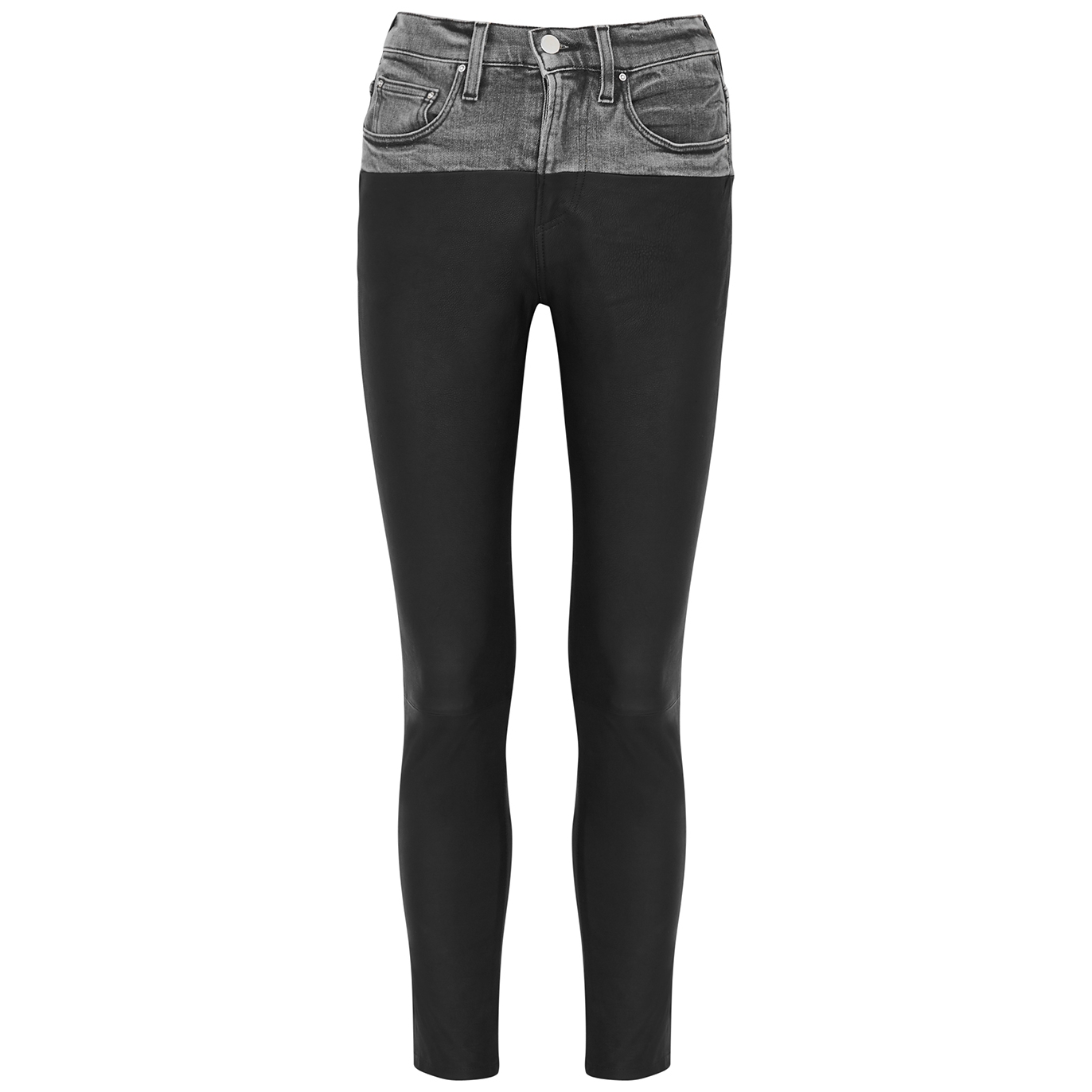 Amiri Black Panelled Leather Skinny Jeans