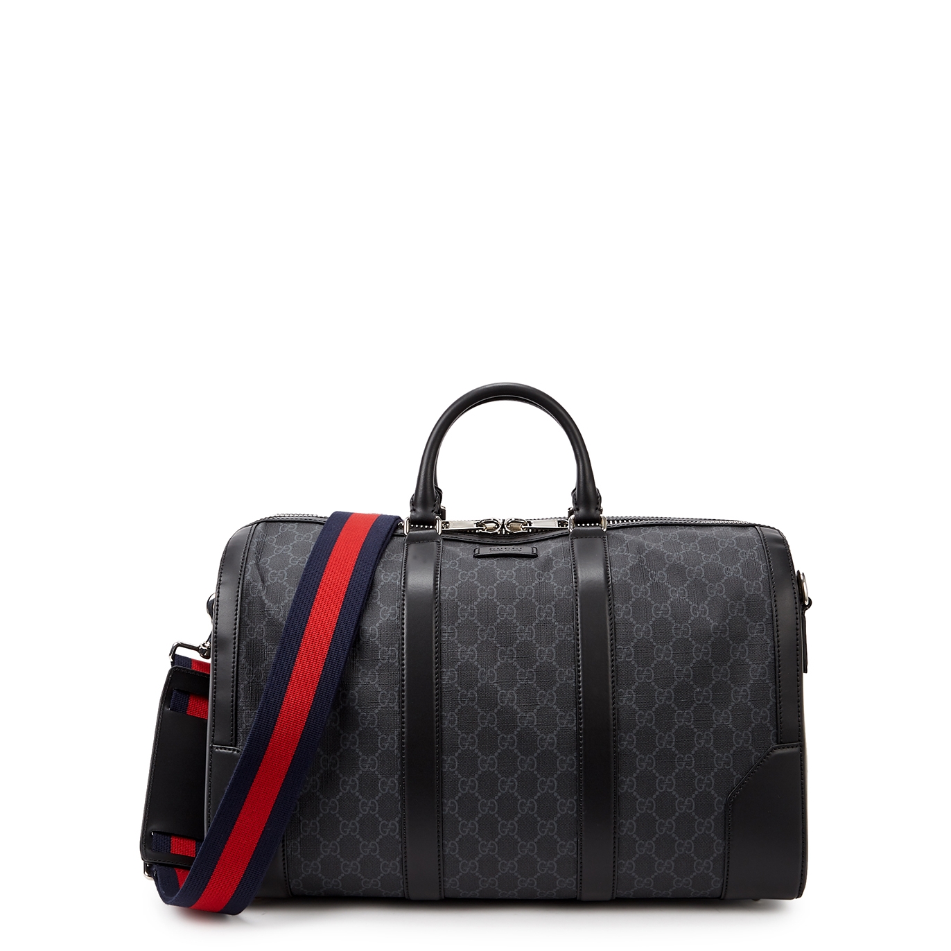 Gucci Gg Supreme Monogrammed Holdall - Black And Red