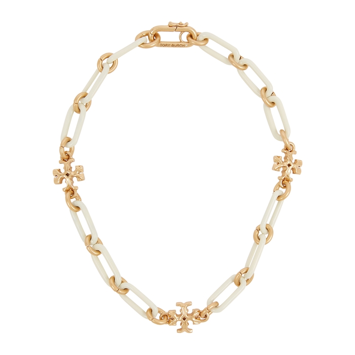 Tory Burch Roxanne Ivory Logo Chain Necklace