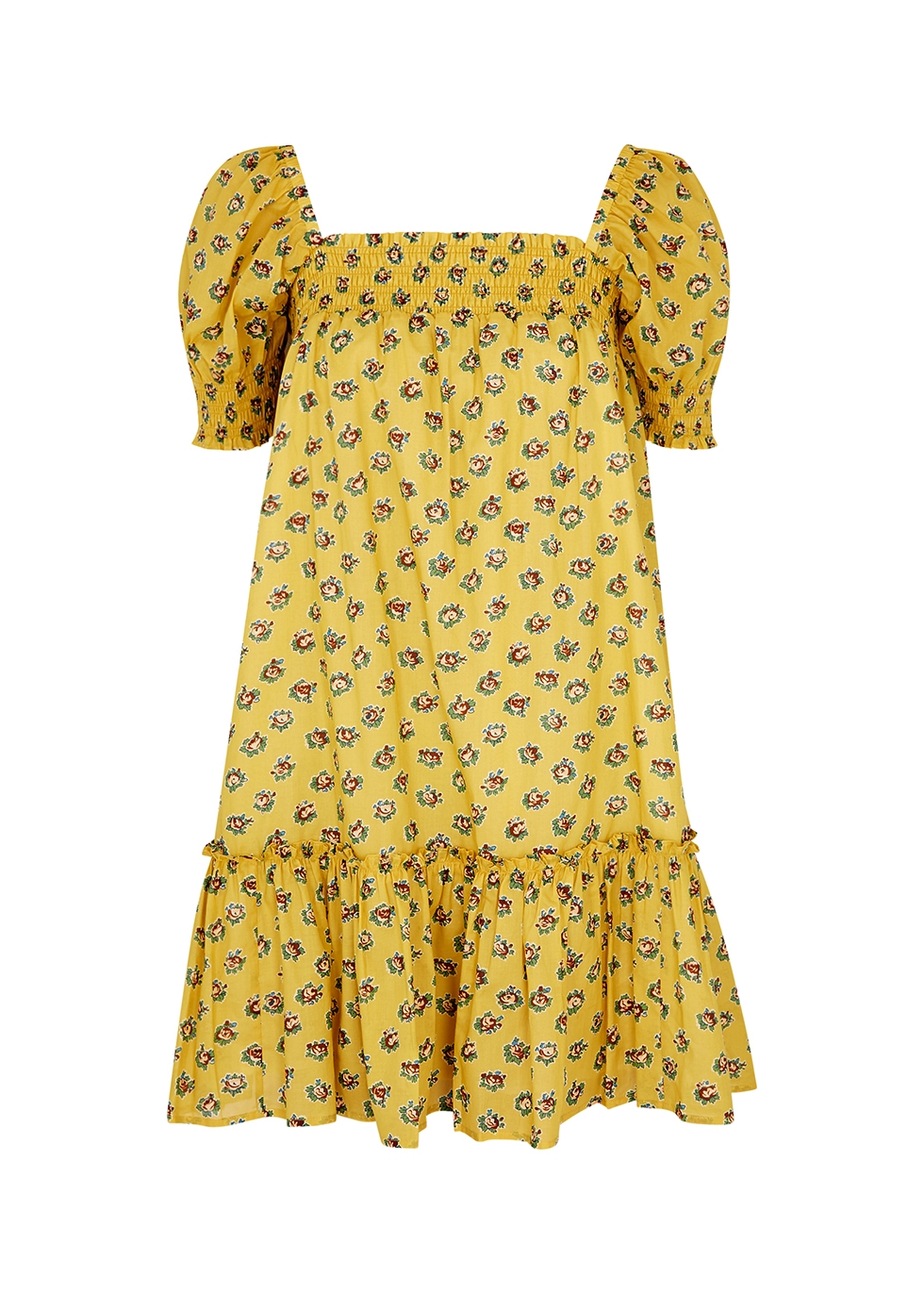 Tory Burch Yellow floral-print cotton mini dress - Harvey Nichols