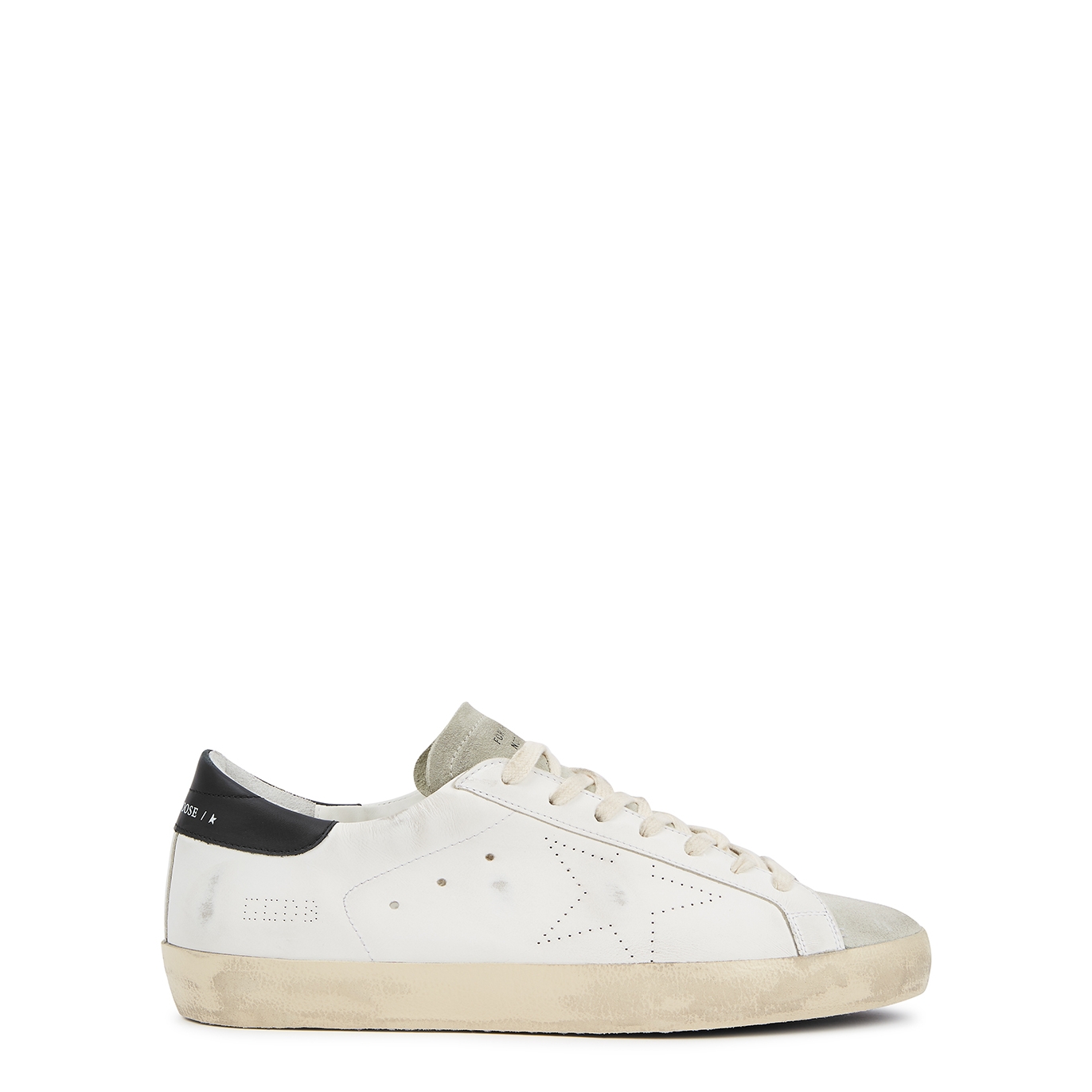 Golden Goose Superstar White Distressed Leather Sneakers - White And Black - 8
