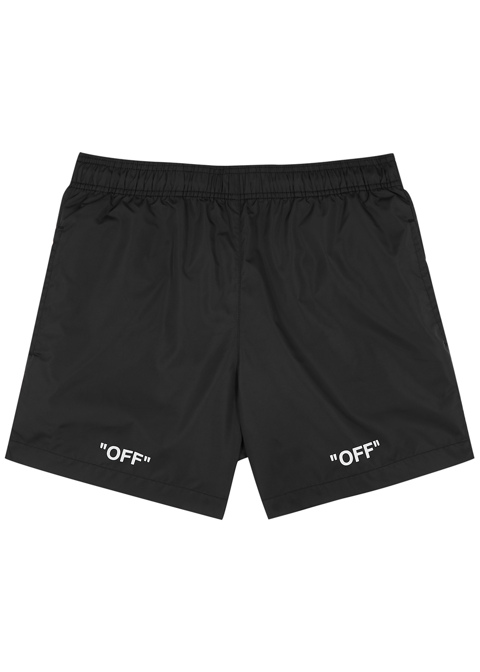 Off-White Black logo-print shell swim shorts