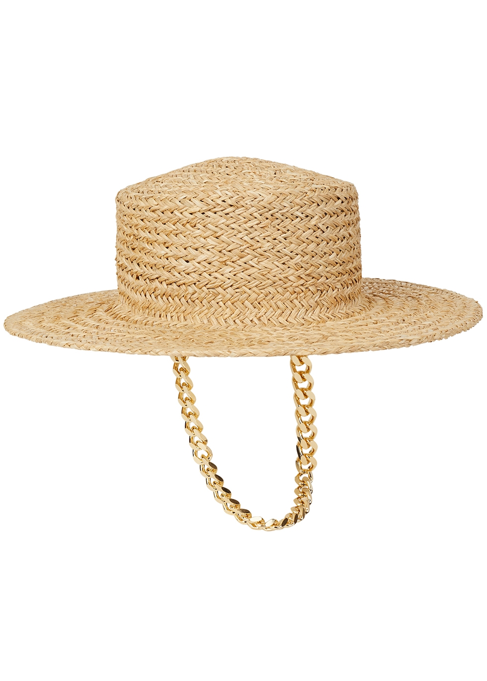 RUSLAN BAGINSKIY Sand chain-embellished straw sun hat - Harvey Nichols