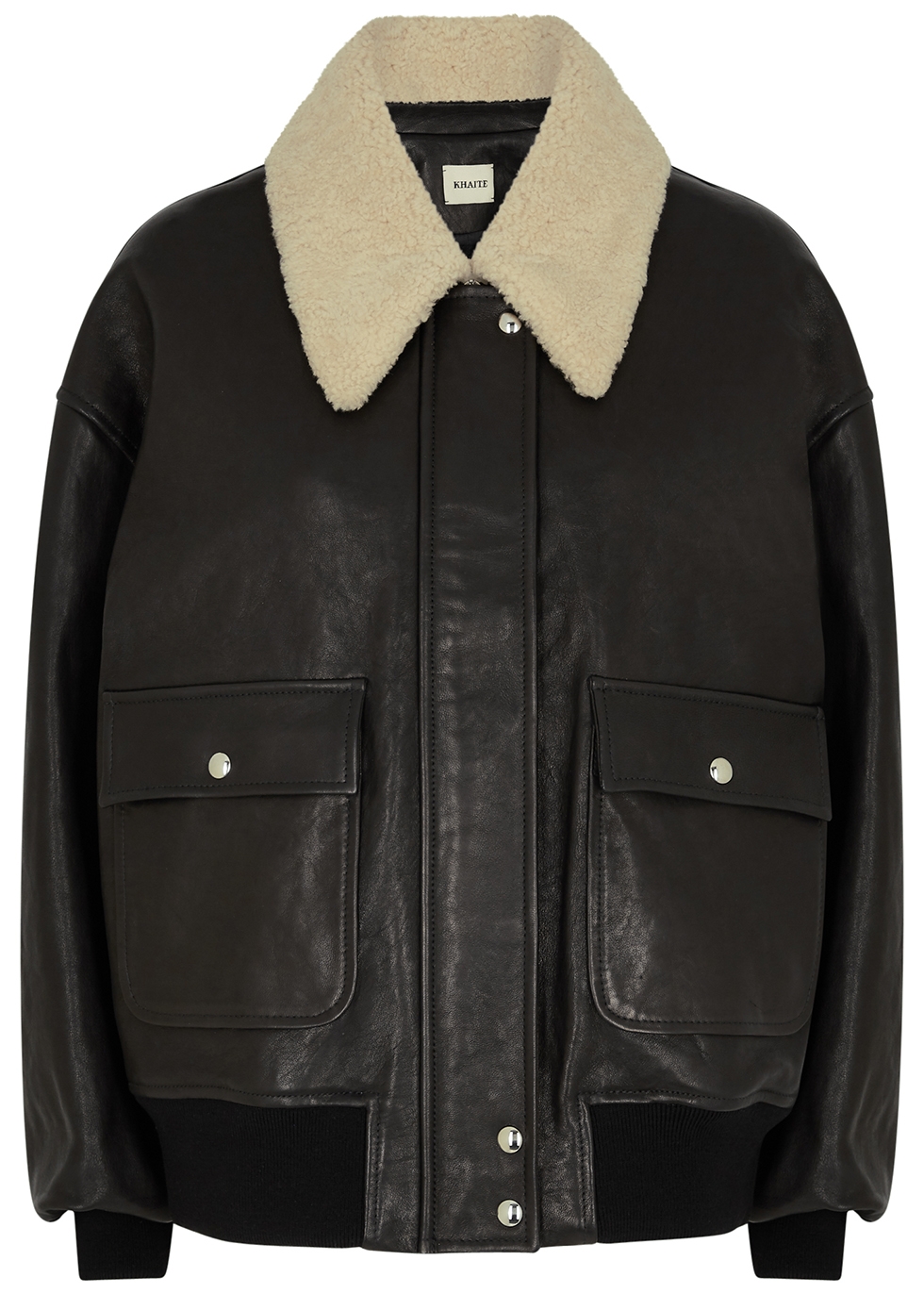 Khaite Shellar black leather jacket