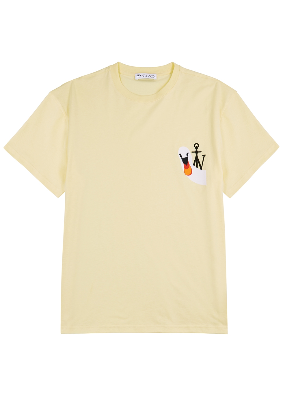 Yellow embroidered cotton T-shirt
