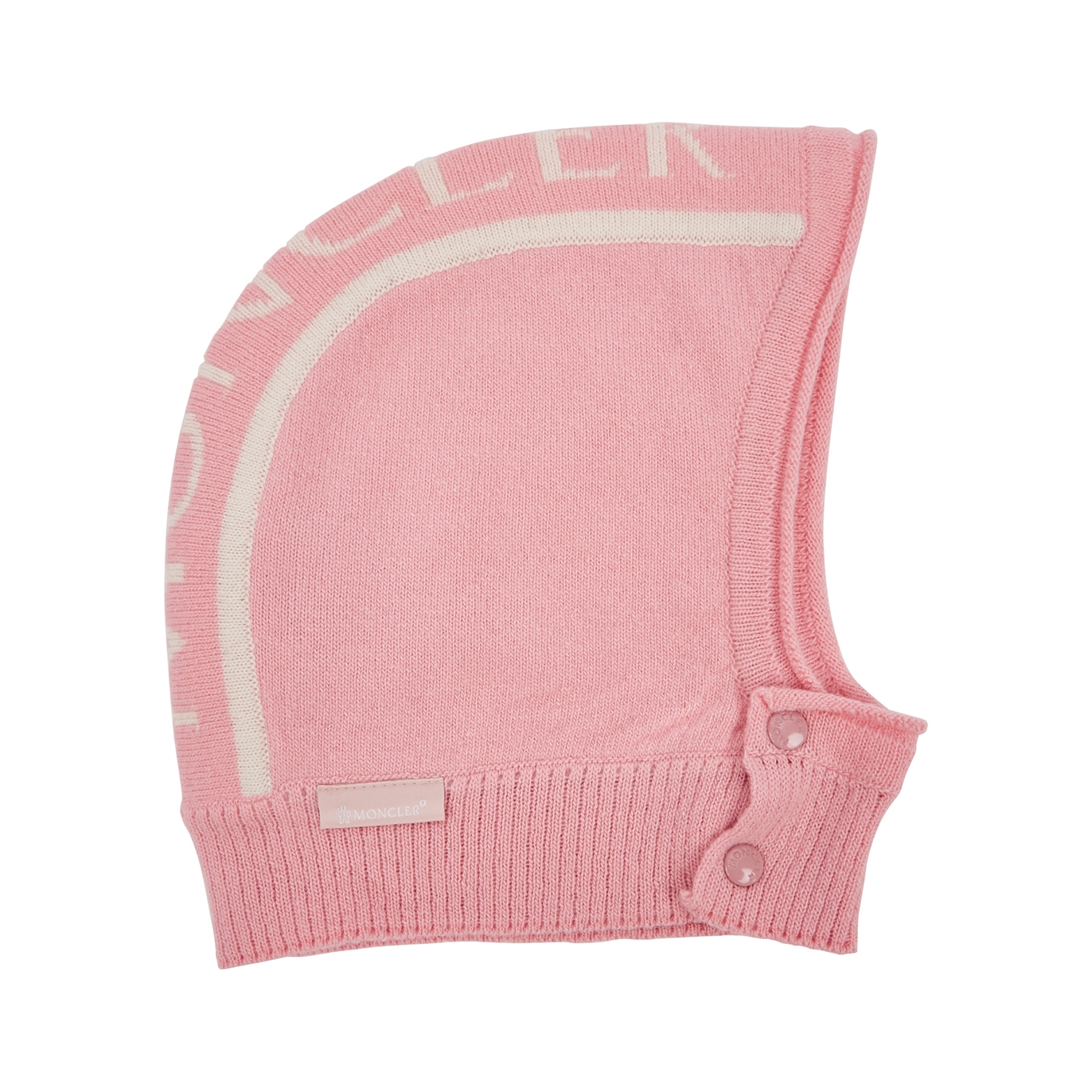 Moncler Kids Pink Logo-intarsia Wool Balaclava Hat