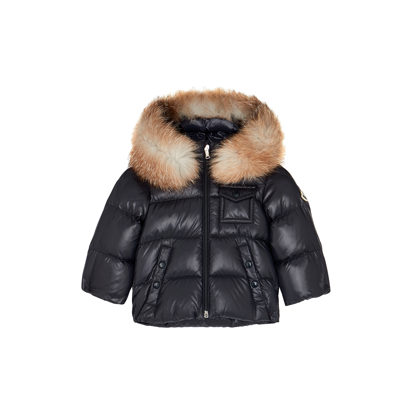 Moncler Kids K2 Fur-trimmed Quilted Shell Jacket (12 Months-3 Years) In Navy