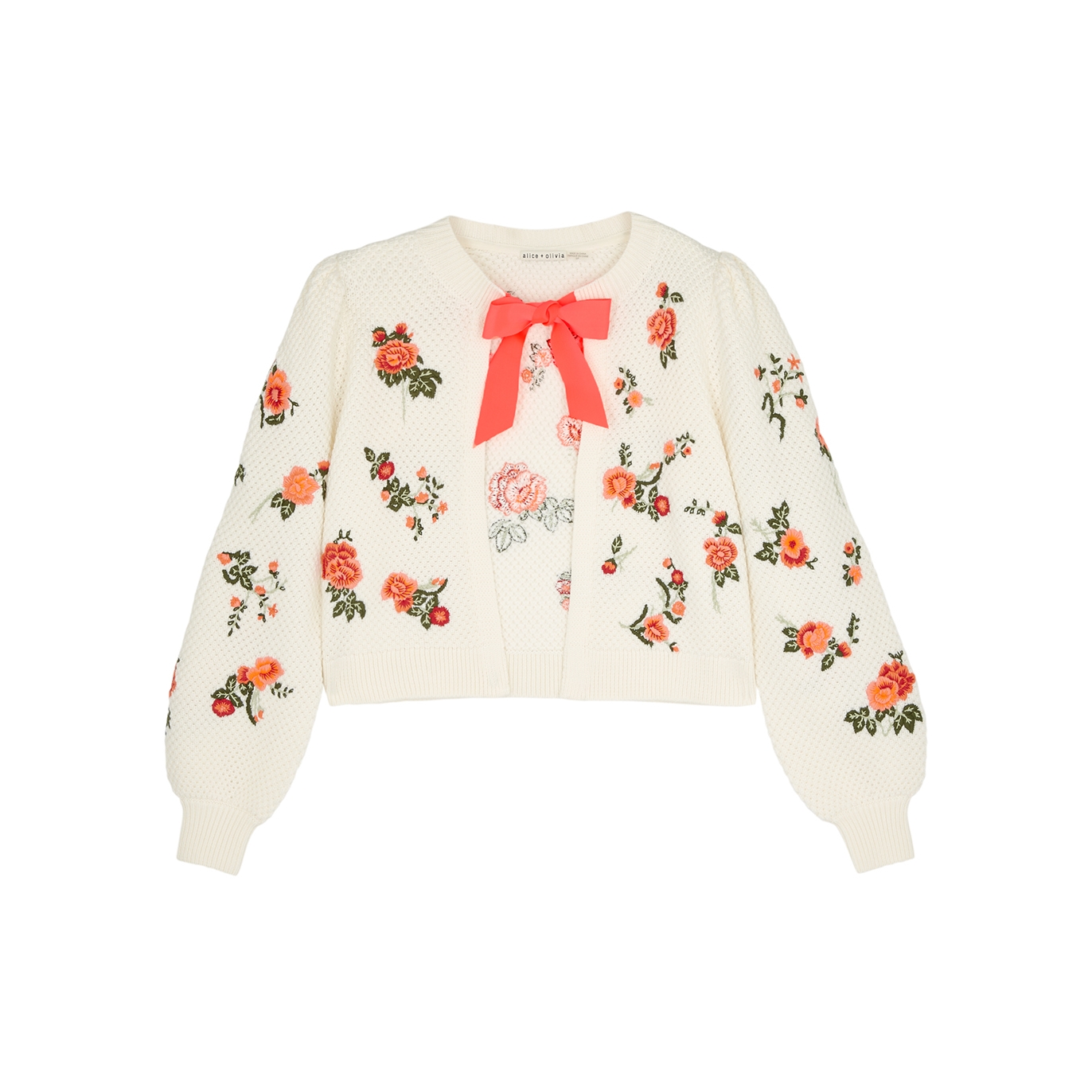 Alice + Olivia Kitty Floral-embroidered Wool-blend Cardigan - White - L