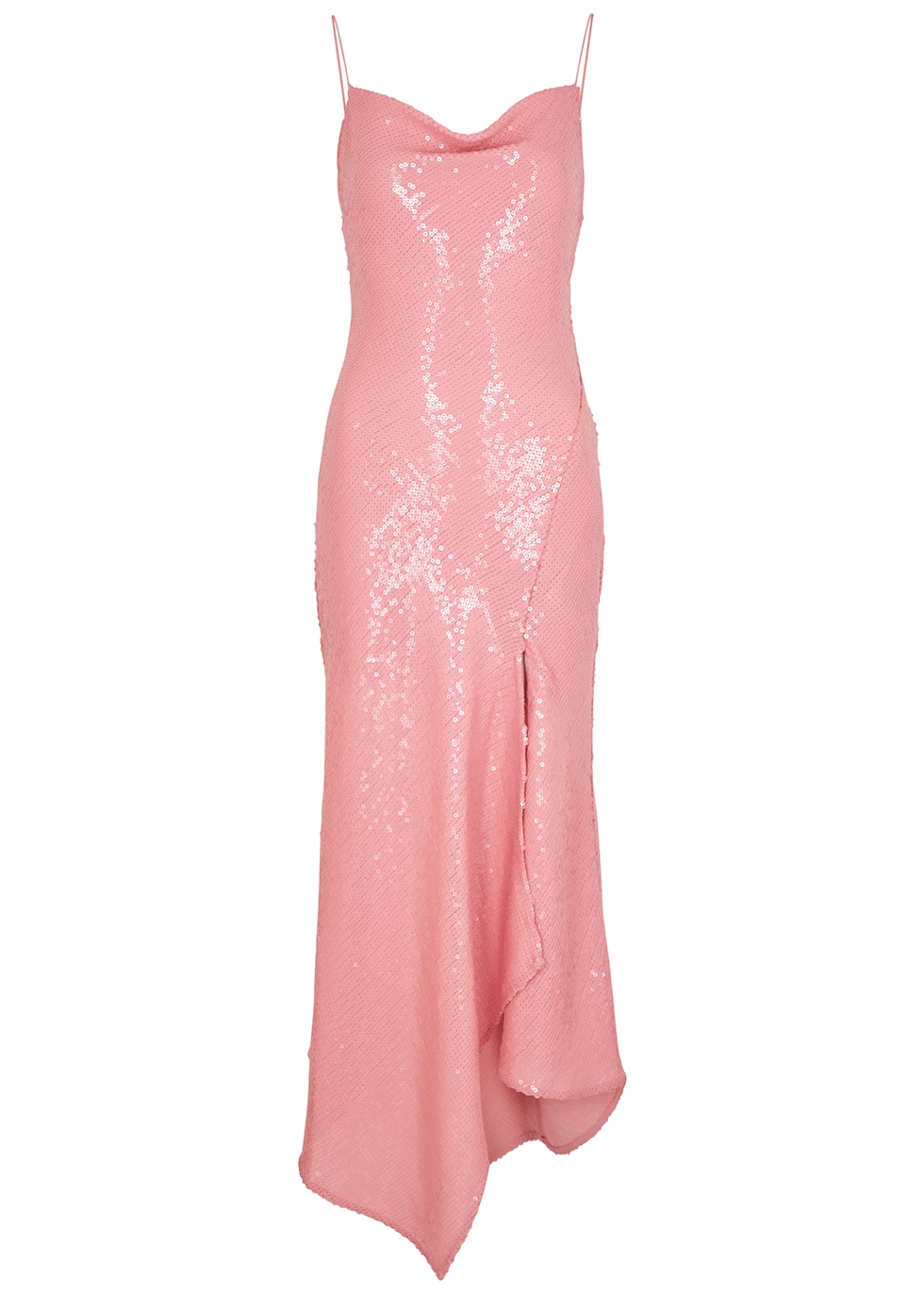 Harmony pink sequin-embellished midi dress