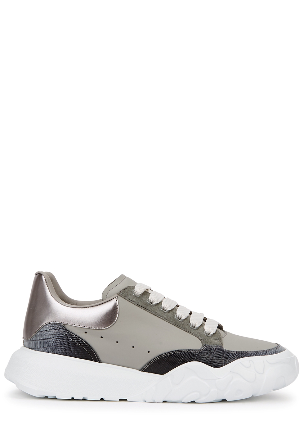 Court grey panelled nubuck sneakers