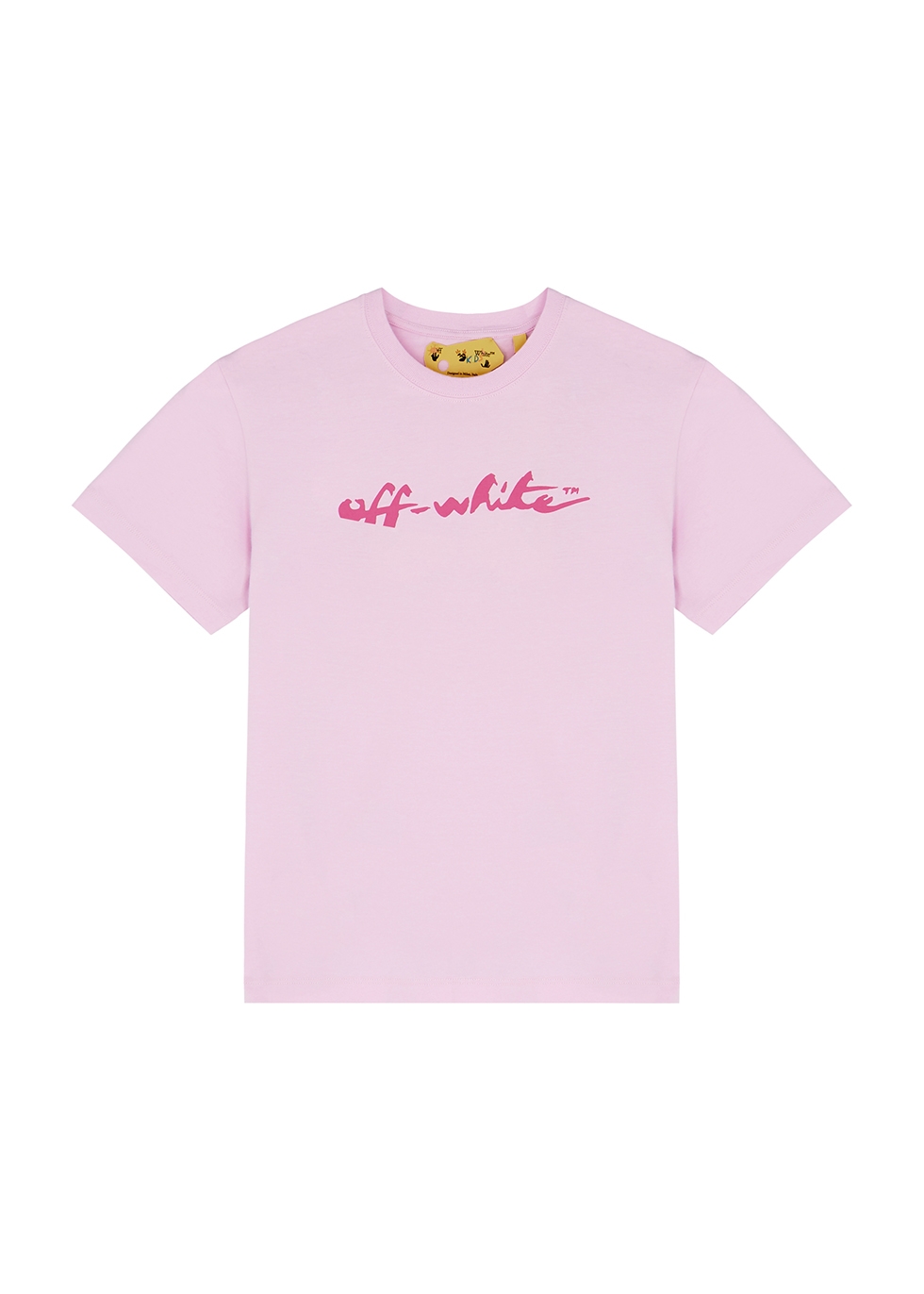 Off-White KIDS Script pink logo cotton T-shirt - Harvey Nichols