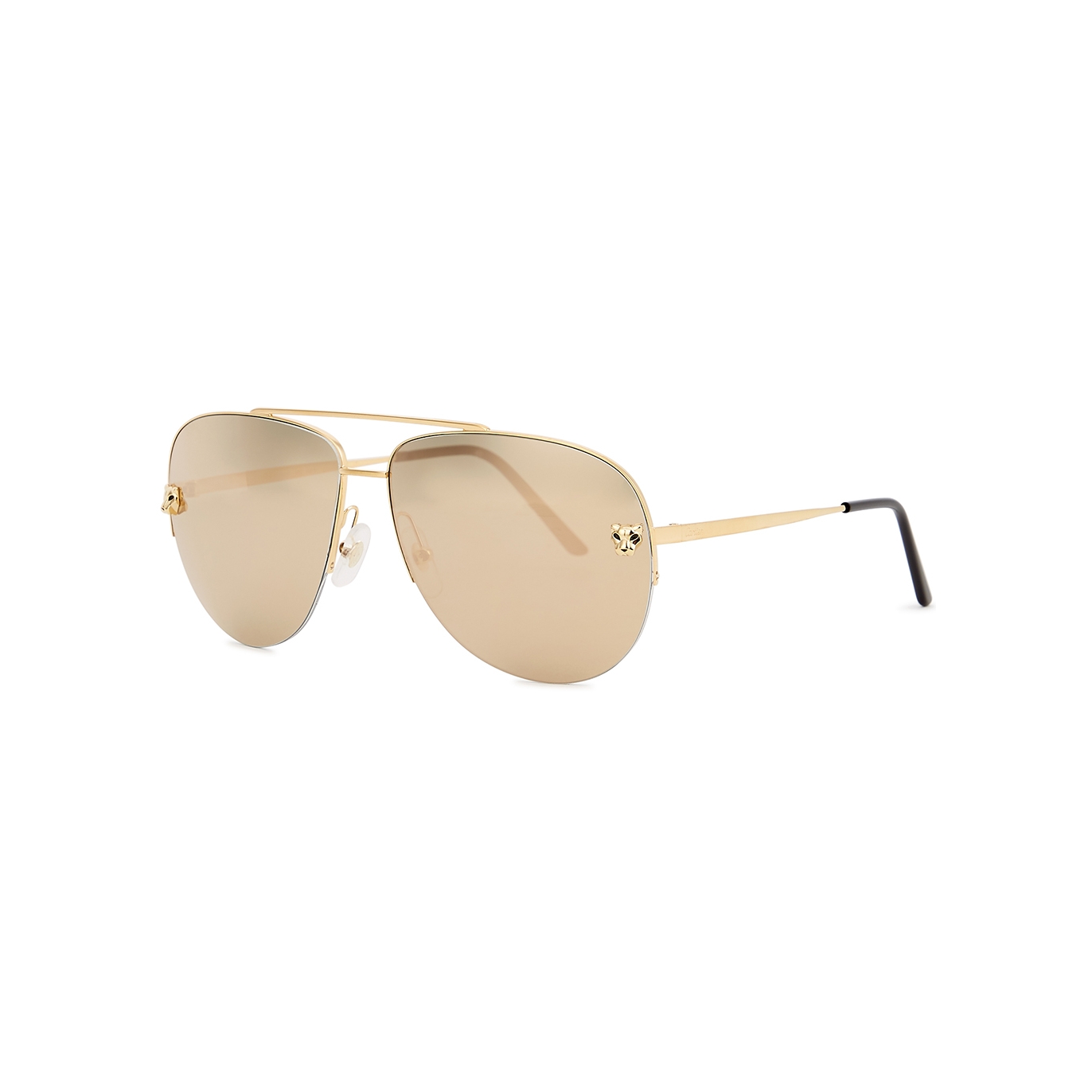 Cartier Panthère De Cartier Gold-Tone Mirror Aviator-Style Sunglasses