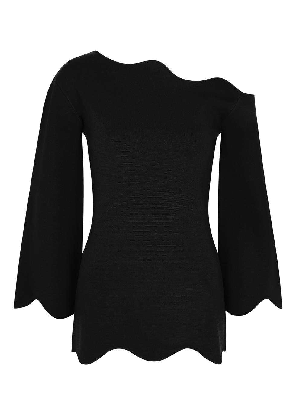 BY MALENE BIRGER Vikie black scalloped knitted top