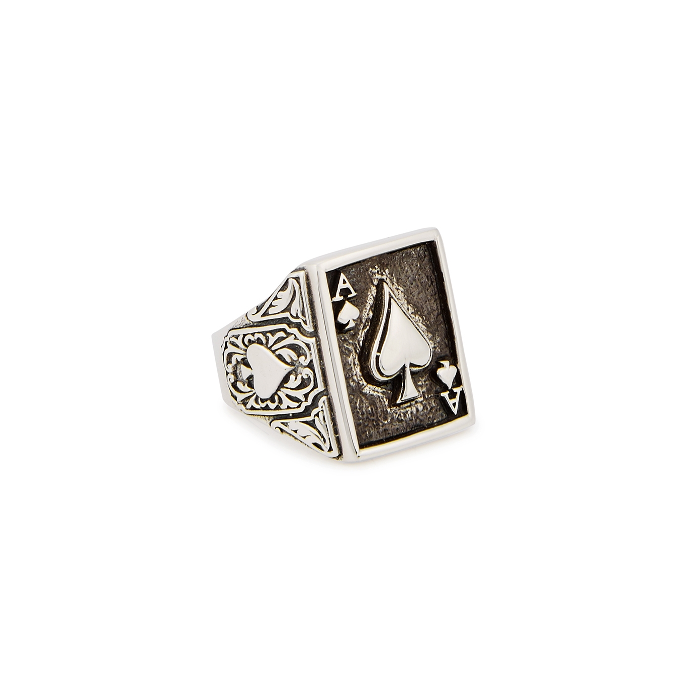 Clocks And Colours Aces High Engraved Sterling Silver Ring