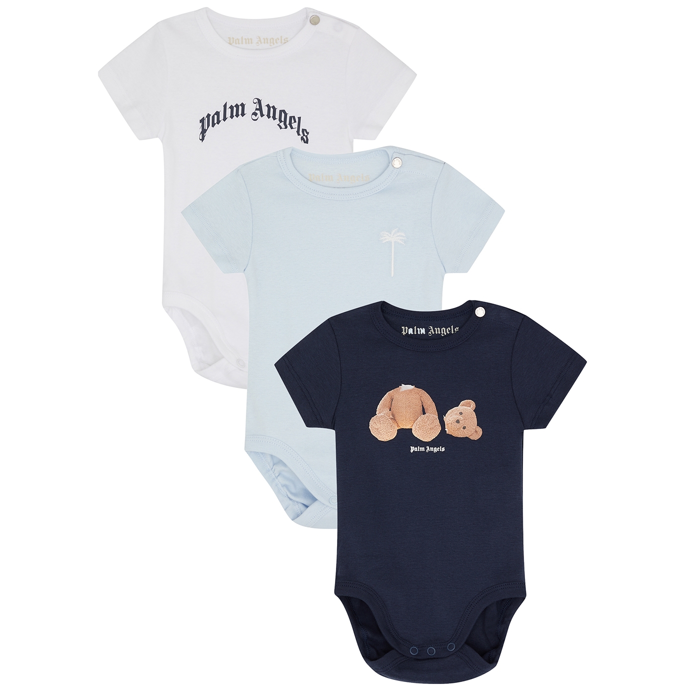 Palm Angels Kids Logo Cotton Babygrows - Set Of Three (3-18 Months) - Multicoloured