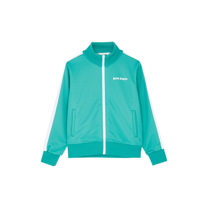 Palm Angels KIDS Turquoise Striped Jersey Track Jacket (4-10 Years)