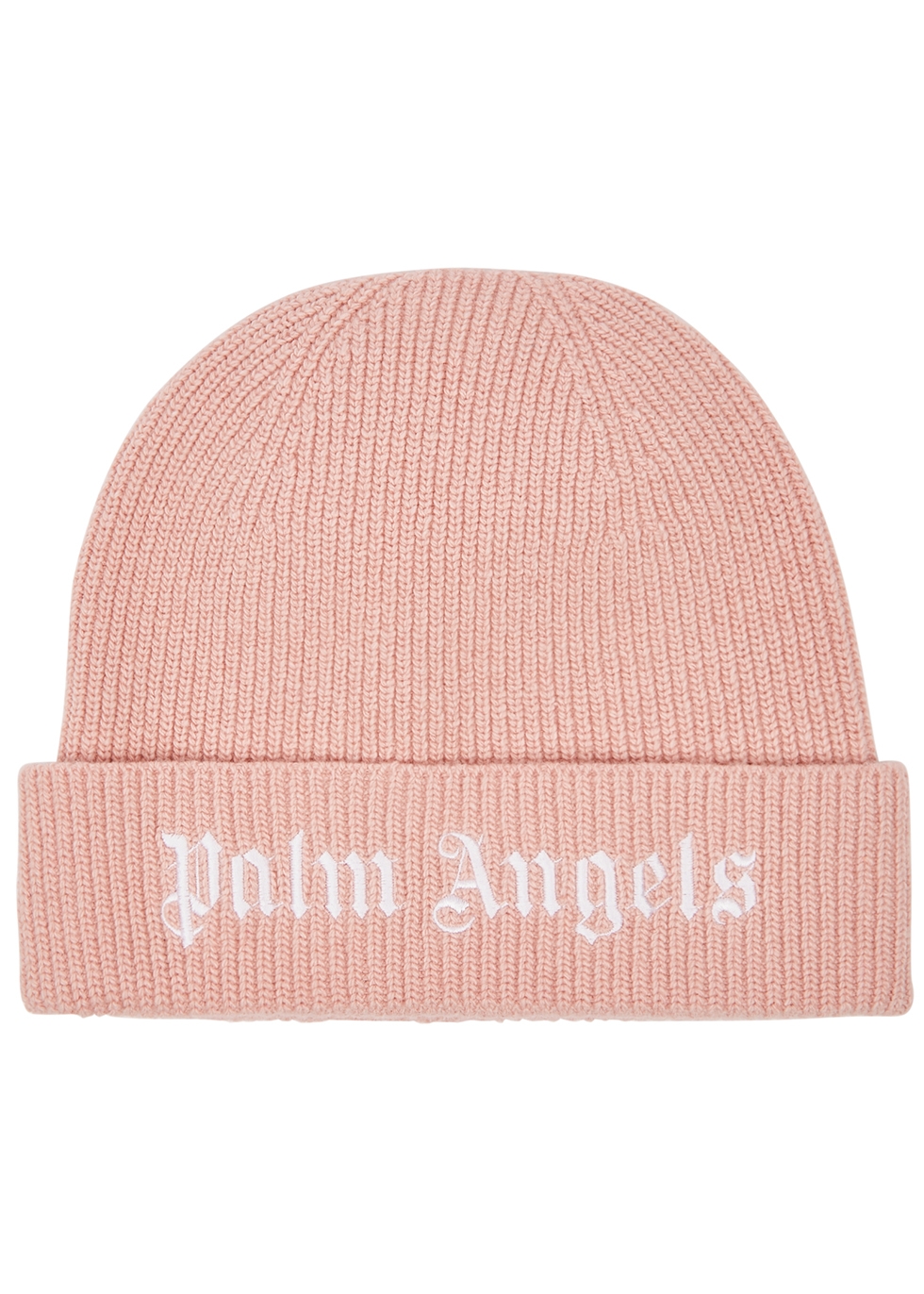KIDS Pink logo ribbed-knit beanie