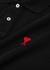 Black logo-embroidered piqué cotton polo shirt - AMI Paris