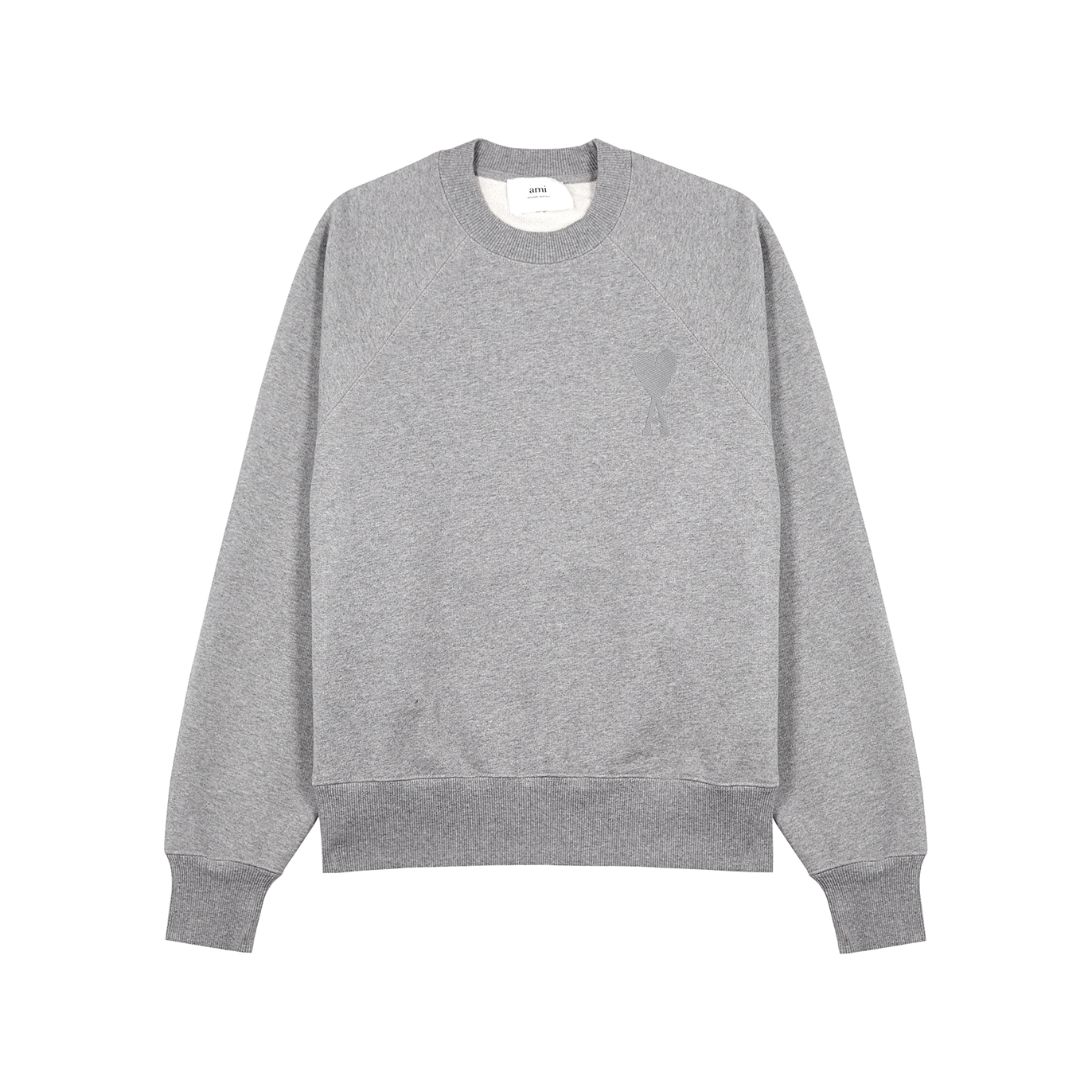 AMI Paris Grey Logo-embroidered Cotton Sweatshirt - M