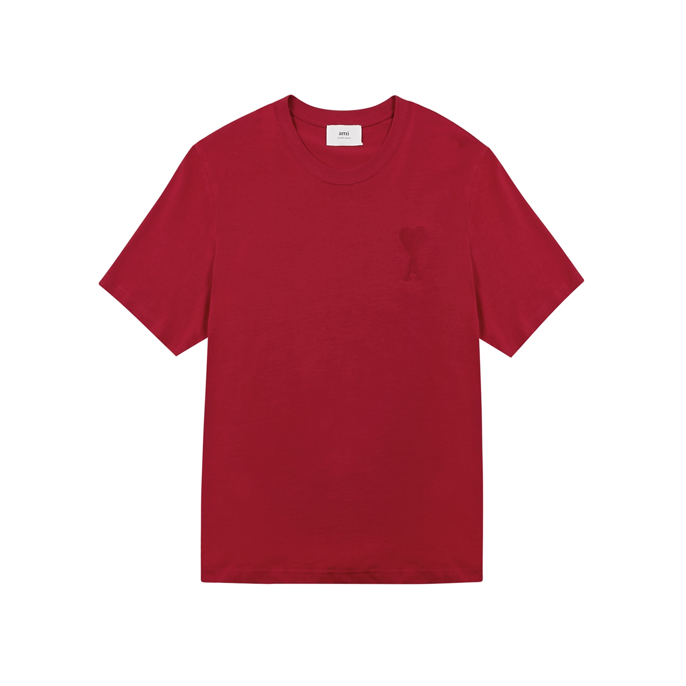AMI Paris Red Logo-embroidered Cotton T-shirt