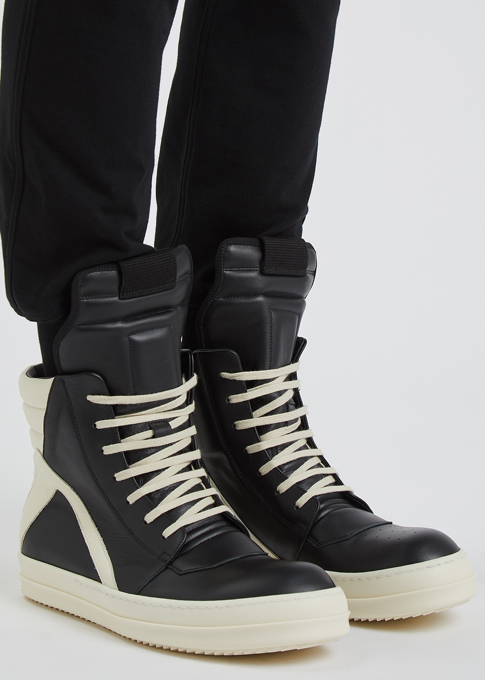 black high top sneakers leather