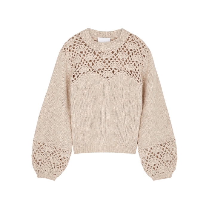 Merlette Alix Stone Panelled Knitted Jumper In Ivory