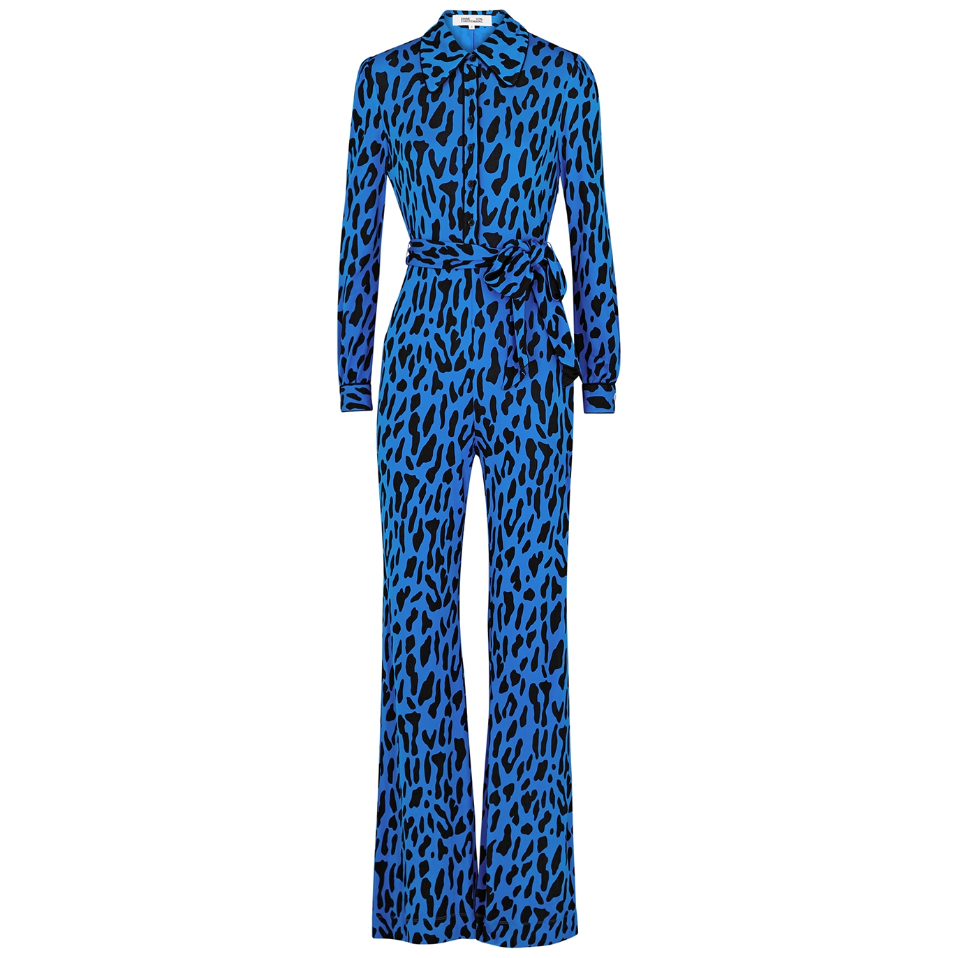 Diane Von Furstenberg Milly Blue Printed Jersey Jumpsuit - XS
