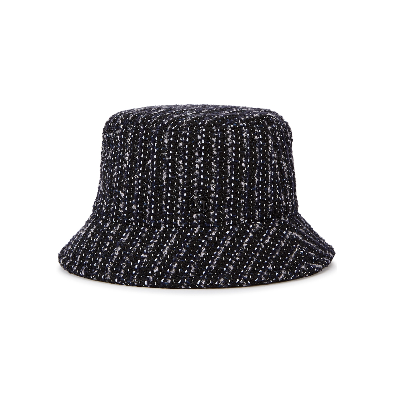 Maison Michel Paris Jason Black Tweed Bucket Hat - L