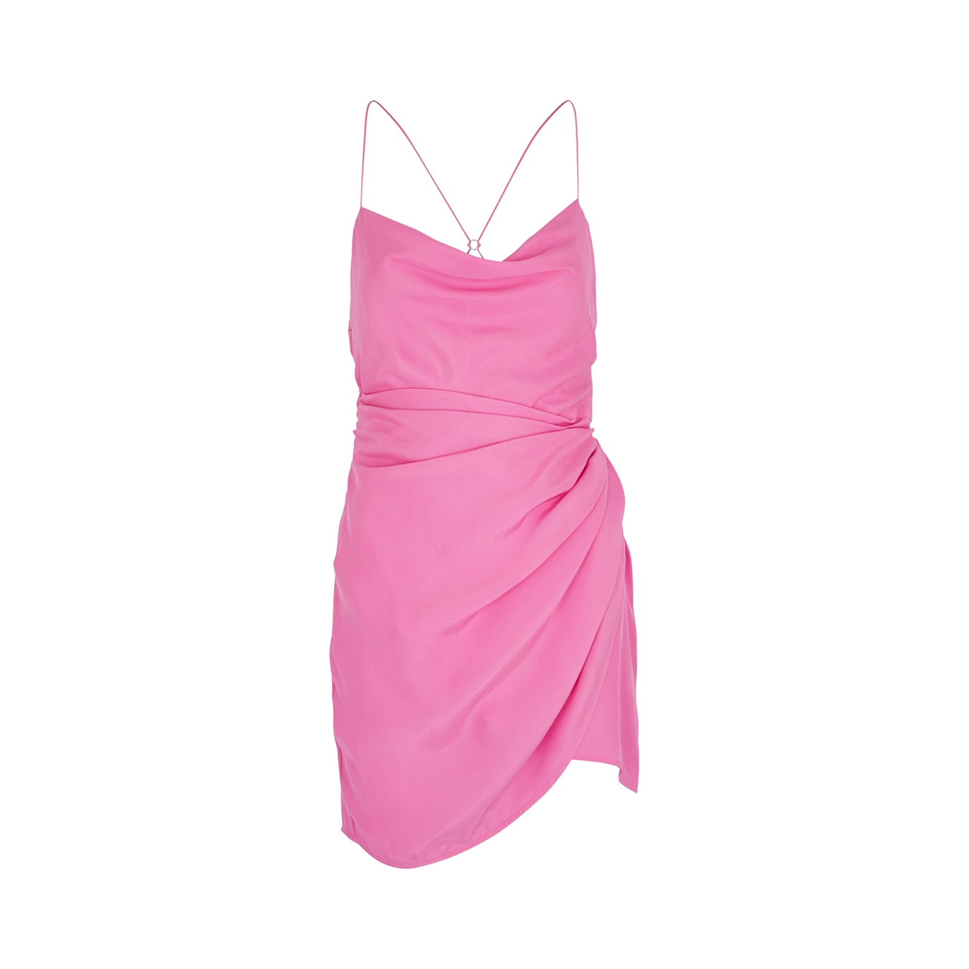 GAUGE81 Shiroi Pink Ruched Silk Mini Dress - S