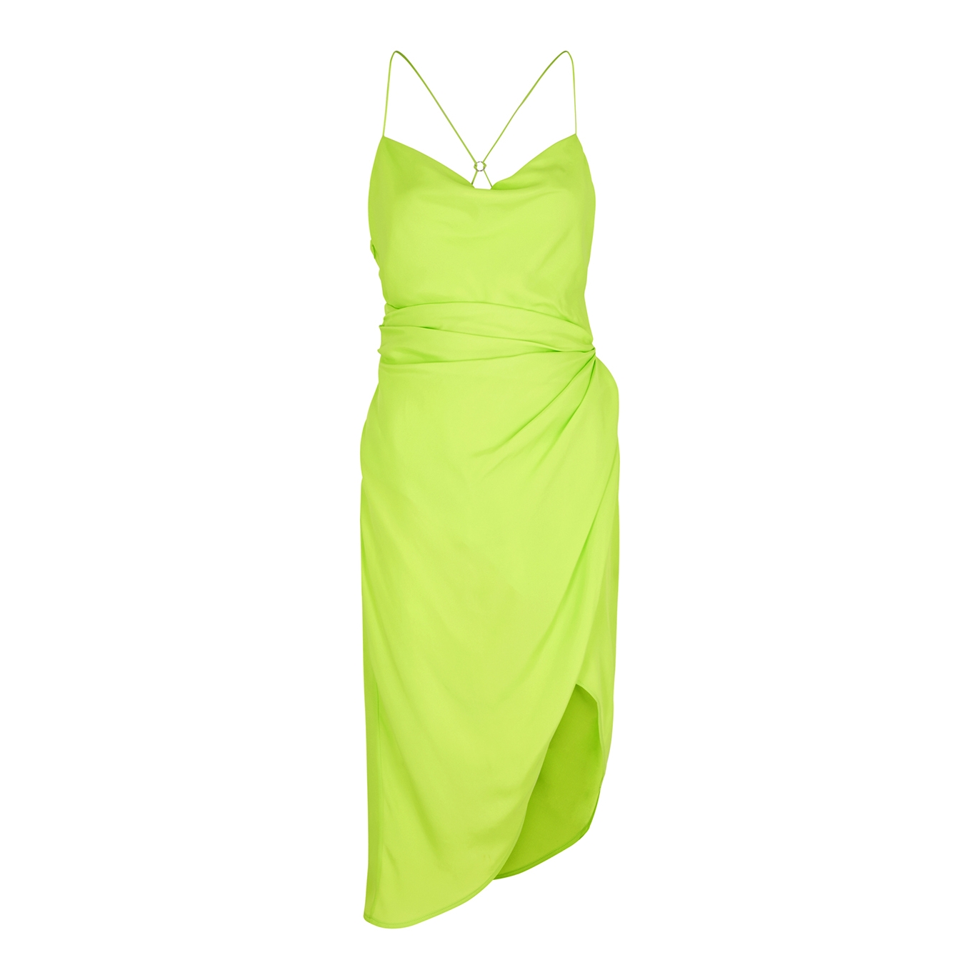 GAUGE81 Shiroi Green Ruched Silk Midi Dress - XS