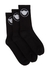 Black logo cotton-blend socks - set of three - Armani
