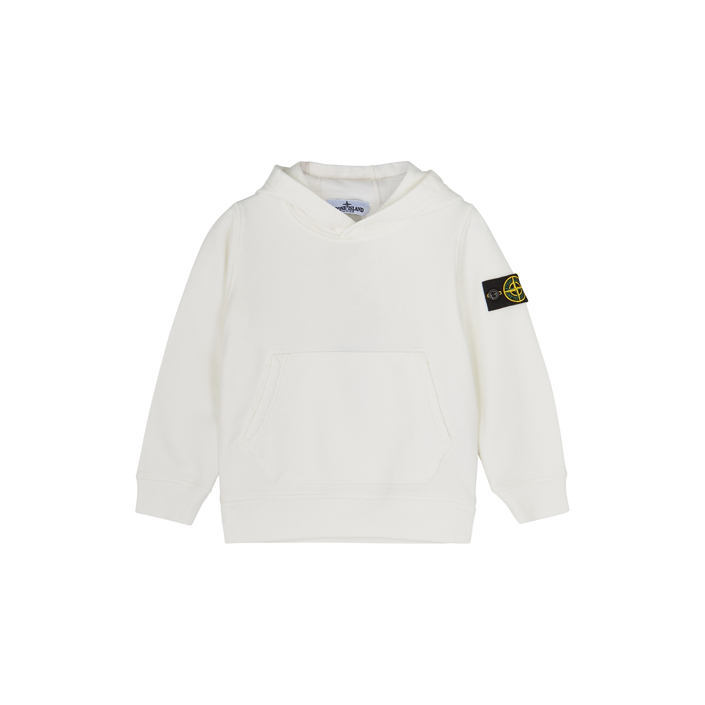 Stone Island Kids White Hooded Cotton Sweatshirt (6-8 Years) - Cream